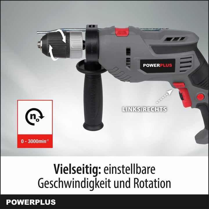 Powerplus Elektro-Schlagbohrmaschine POWE10030-2 in 1: (Schlag-) Bohren, 720 W Bohrleistung, 3 Nm, L