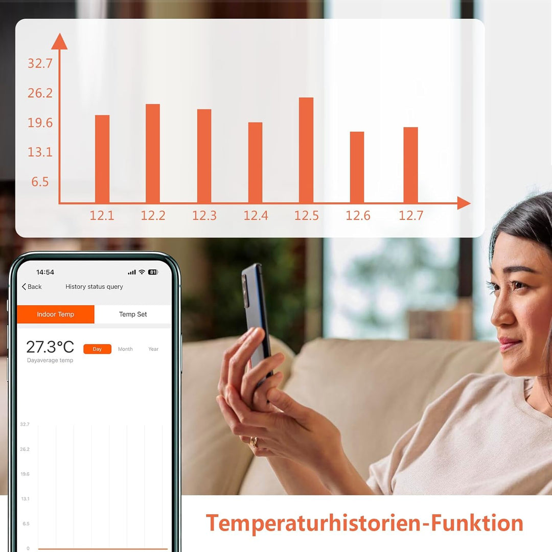 KETOTEK WiFi Thermostat für Elektrische Fussbodenheizung, Digital LCD Programmierbar Raumthermostat