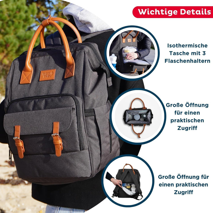 Thermobaby - ESCAPADE-Wickeltasche - Baby-Wickelrucksack - Tasche mit Wickelauflage für Babys Jungen