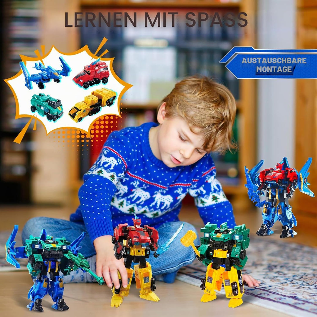 2 in 1 Transforming Roboter Raptor Tron, 7,48 Zoll, für Kinder, Chariot und Transforming Spielzeug f