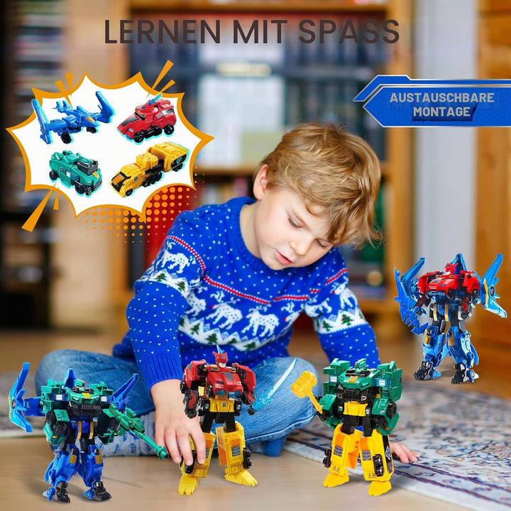 2 in 1 Transforming Roboter Raptor Tron, 7,48 Zoll, für Kinder, Chariot und Transforming Spielzeug f