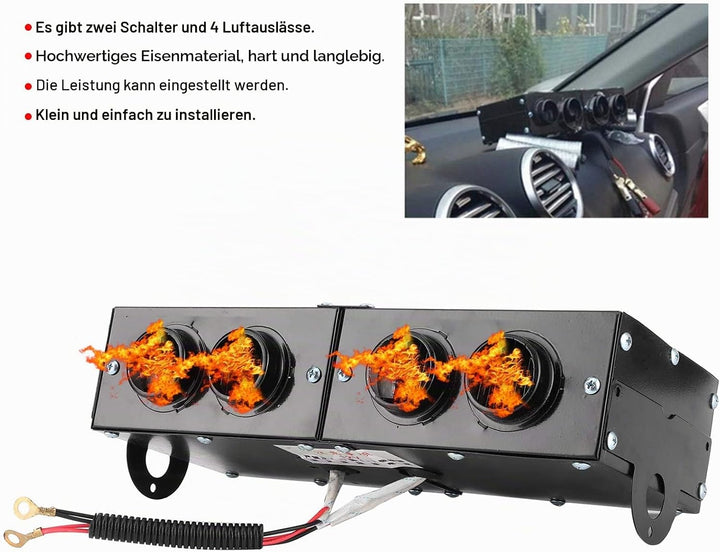 Auto Heizung 12v, 12v Defogger Auto 4 Loch Heizlüfter 12V Defroster Defogger 150W / 300W einstellbar