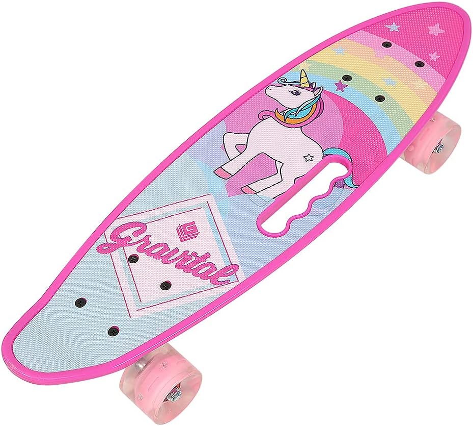 Skateboard Kinder, Komplettboard hochwertige mit LED-Leuchtrollen für ab 4 Jahren Kinder, Jungen, Mä