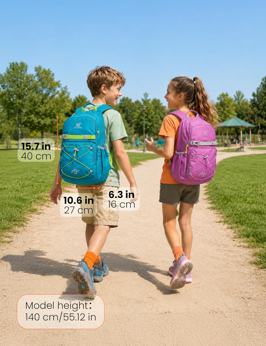 SKYSPER Kinderrucksack 15L komfortabler Wanderrucksack Kinder Rucksack Wandern für Jungen & Mädchen