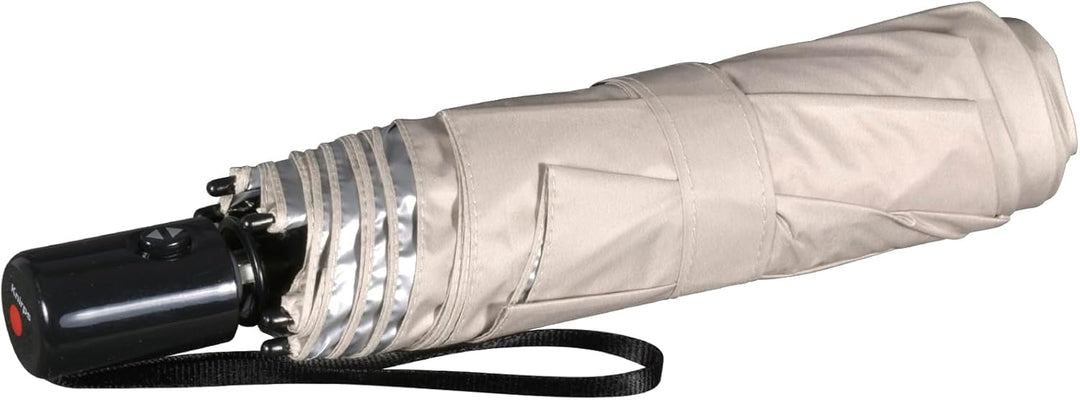 Knirps Taschenschirm Slim Duomatic Auf-Zu-Automatik Beige - Silver Heatshield - Uv-, Hitzeschutz, Be