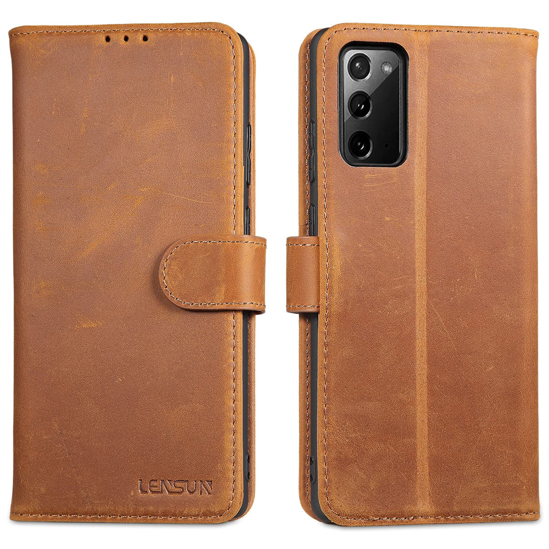 LENSUN Echtleder Hülle für Samsung Galaxy Note 20 Ultra, Handyhülle [Echtes Leder] [Kartenfach] RFID