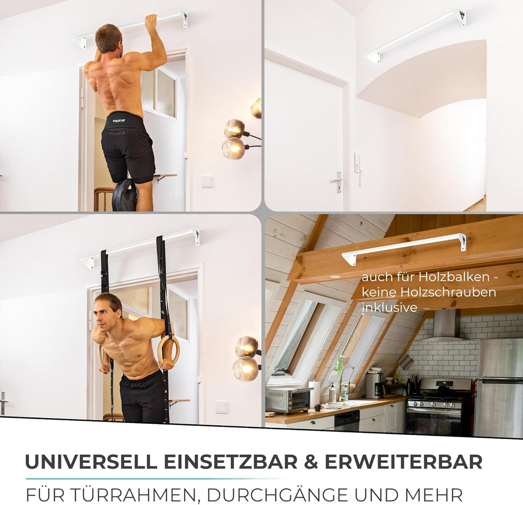 PULLUP & DIP Klimmzugstange zur Wandmontage über Türrahmen – Stabile Reckstange für Home Gym – Ideal