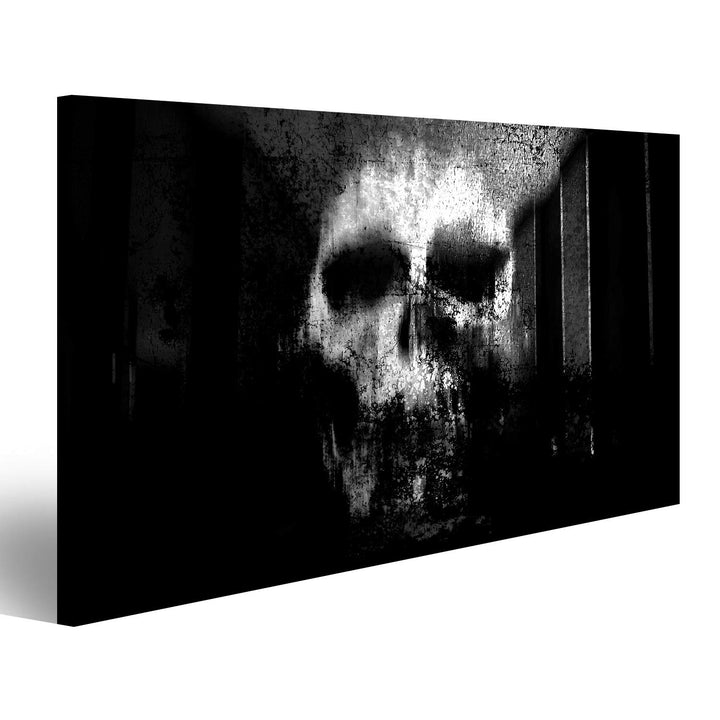 islandburner Bild auf Leinwand Horror Schädel Schwarzweiss Horror Hintergrund Für Halloween Und Film