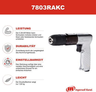 Ingersoll-Rand Rand 7803RAKC Hochleistungs-Umschaltluftbohrer 1/2 (13 mm) mit schlüssellosem Spannfu