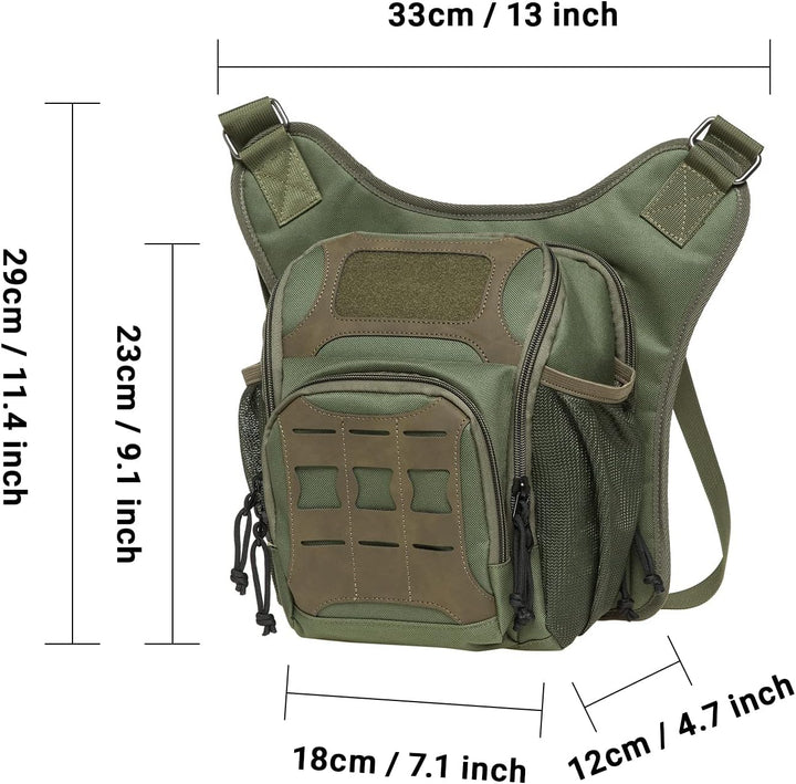 KAUKKO Canvas Taktisch Jahrgang Brusttasche Männer Frauen Tactical Schultertasche für Wandern Campin