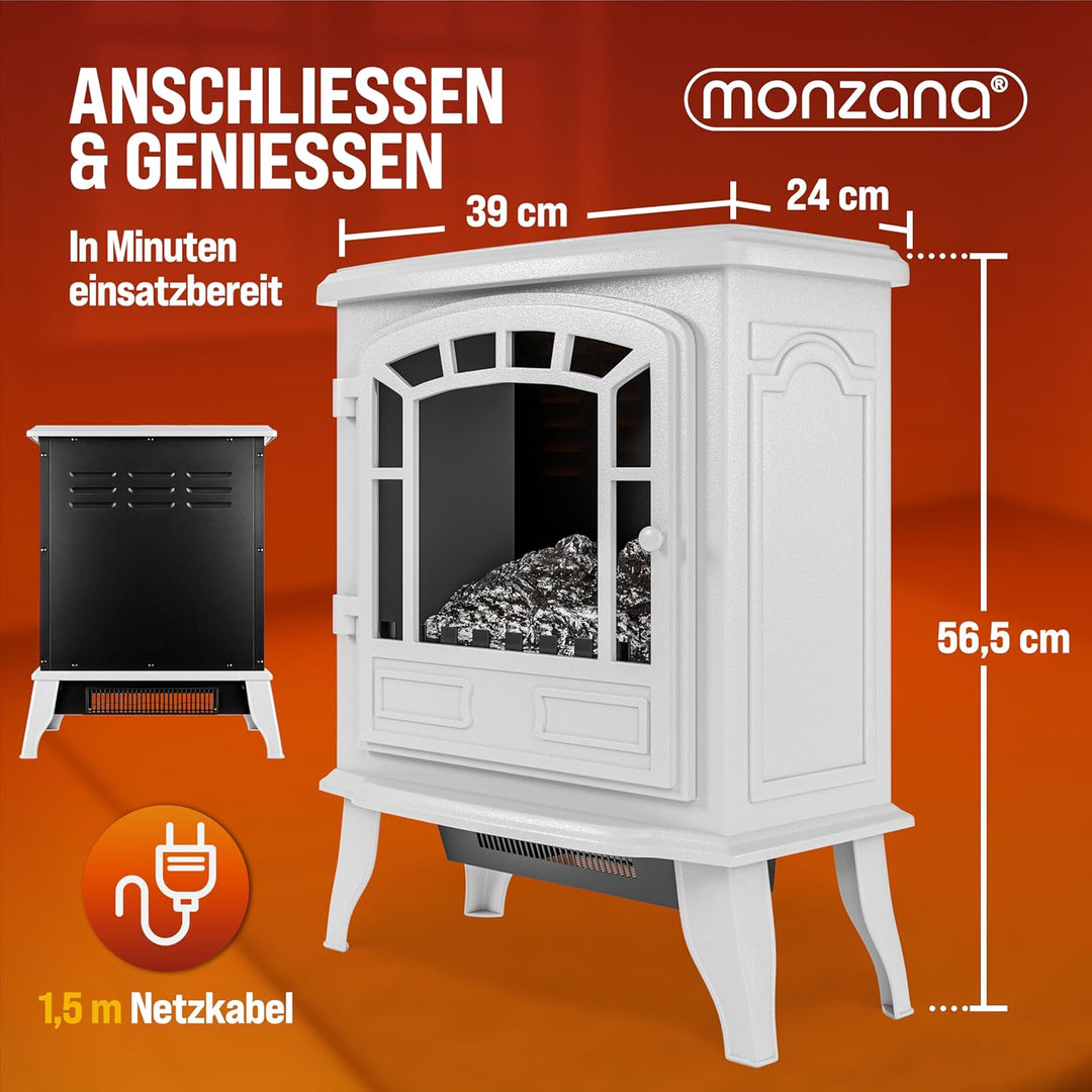 Elektrokamin mit Heizer Kaminfeuer LED elektrischer 2000W Heizlüfter weiss Elektroofen mit Flammen