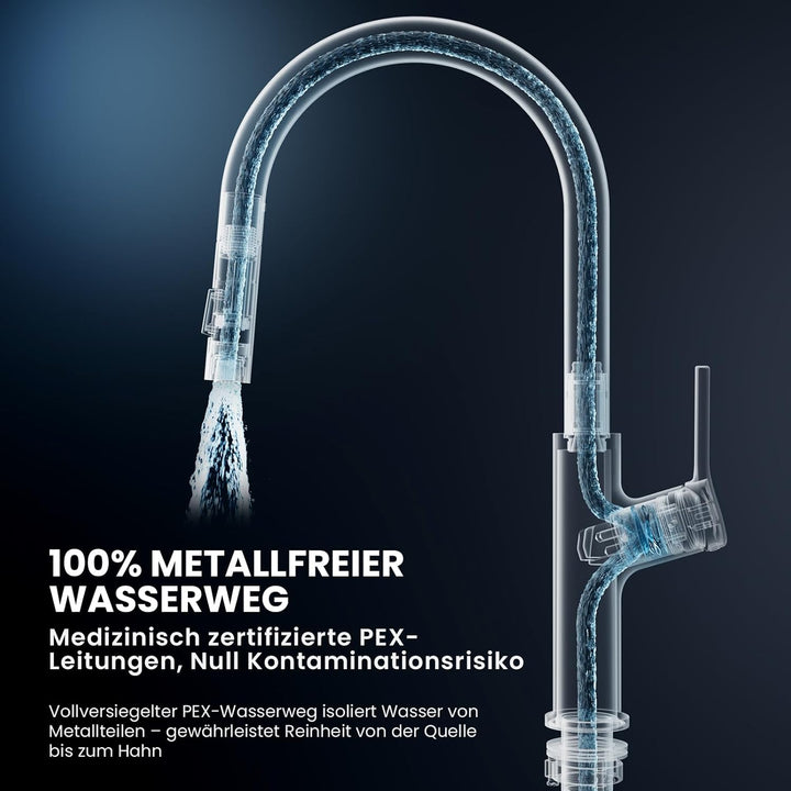 CECIPA Wasserhahn Küche Ausziehbar, Zinklegierung Küchenarmatur mit Brause Zwei Wasserstrahlarten, H