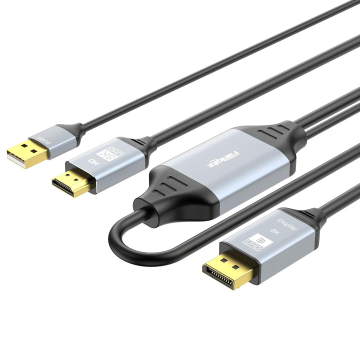 8K HDMI auf Displayport Kabel, USB betrieben, für Xbox Series X, PS4, PS5, PS4 Pro, HDMI 2.1 Quelle
