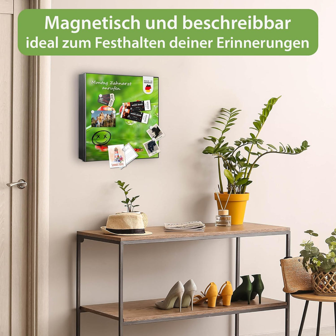 banjado® Grosser Schlüsselkasten Glas/Schlüsselbox 30cm x 30cm mit 50 Haken - Motiv Für Jeden Einen/