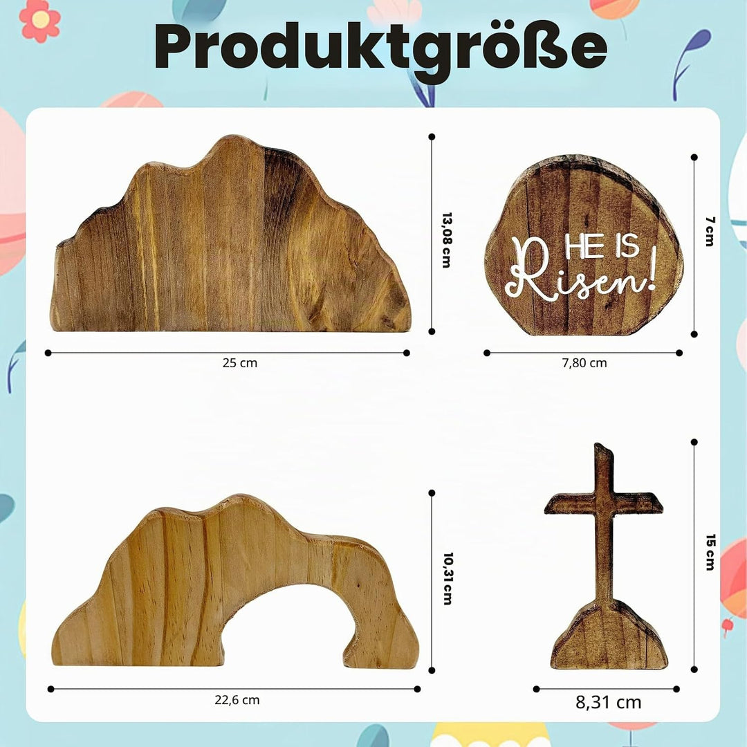 Osterszene Holz Osterkrippe Ostern Auferstehungsszene Auferstehung Holzdekoration Kreuz Auferstehung