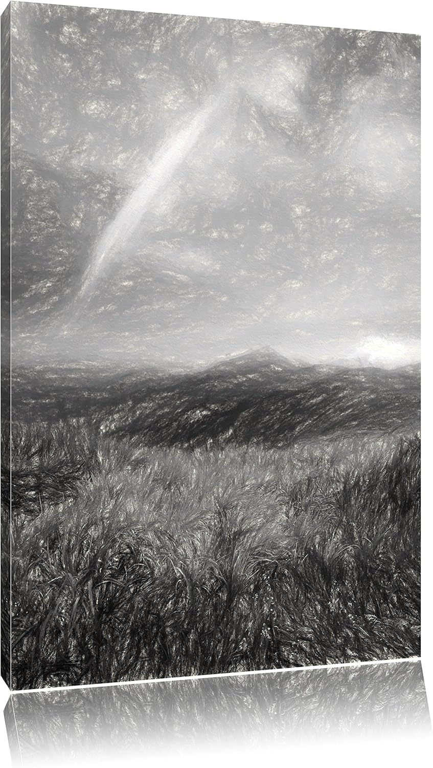 Pixxprint Berge mit Regenbogen am Himmel / 100x70cm Leinwandbild bespannt auf Holzrahmen/Wandbild Ku