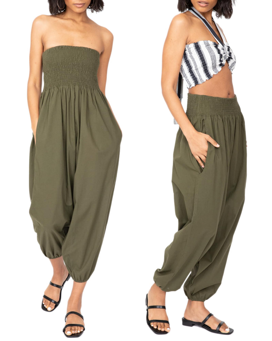 likemary Jumpsuit Damen Sommer – flexibler bequemer Einteiler aus Baumwolle – knielang - wird durch