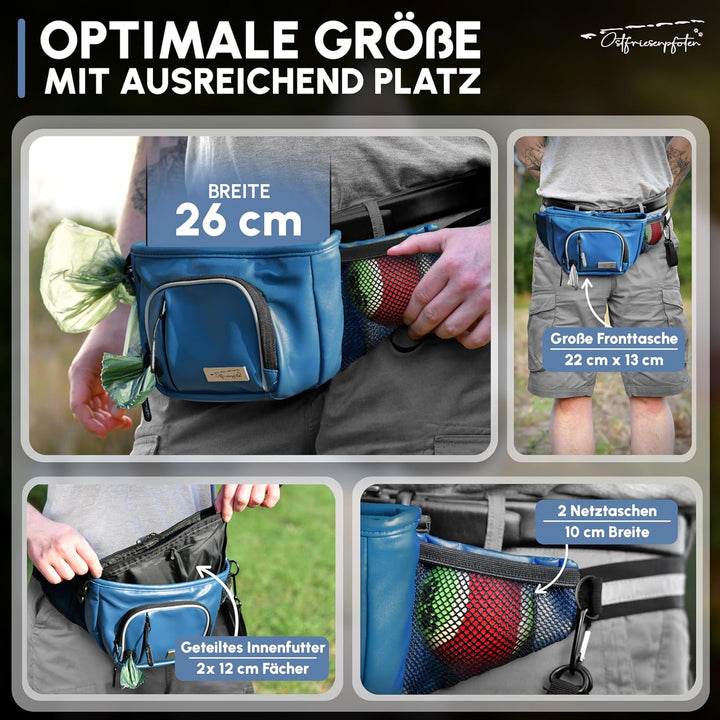 Ostfriesenpfoten® Leckerli-Bauchtasche 'Talea' für Hunde aus Kunstleder mit Einhandmagnetverschluss