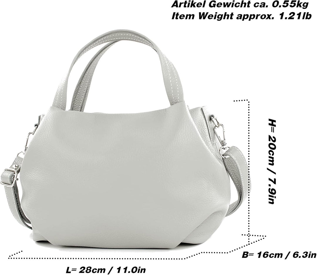 modamoda de - T218 - ital. Damen Henkeltasche Klein aus Leder Altrosa / Metall Gold, Altrosa / Metal