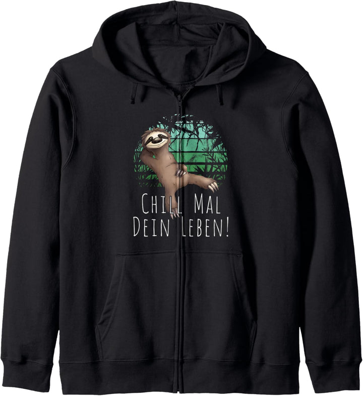 Retro Dschungel Chill Mal Dein Leben Faultier Kapuzenjacke