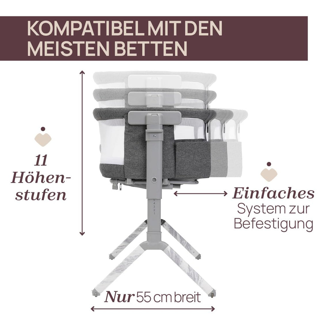 Chicco Next2Me Armonia Baby Beistellbett, aufklappbare Seitengitter, 11 Höhenstufen, höhenverstellba