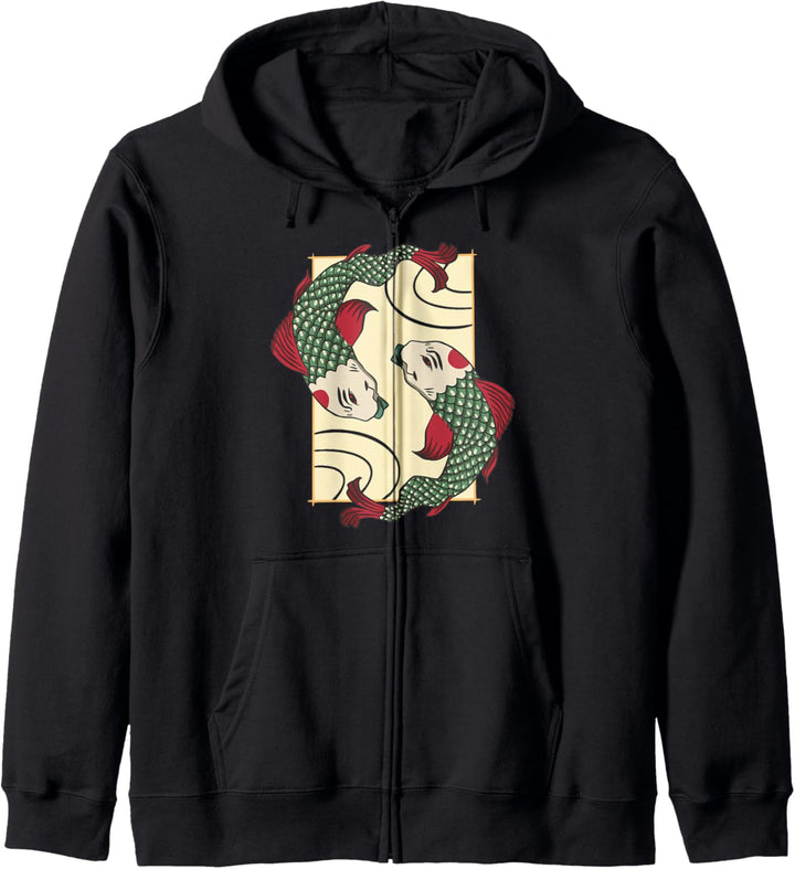 Japanischer Stil Koi-Fische Ying Yang Japan Kapuzenjacke