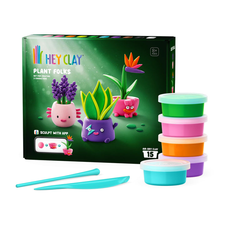 Hey Clay Plant Folks Knete für Kinder, luftgetrockneter Ton mit lustigen Pflanzen, Bastelarbeiten fü