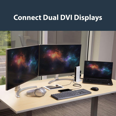 StarTech.com Dual Monitor Dockingstation mit USB 3.0 auf DVI-I & DVI-D und Adaptern für VGA & HDMI,