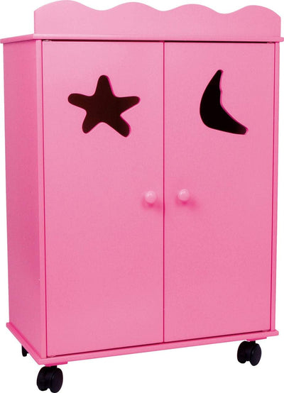 small foot Puppenschrank/Puppenmöbel aus Holz, mit einer Kleiderstange und 3 Fächer für Puppenkleide