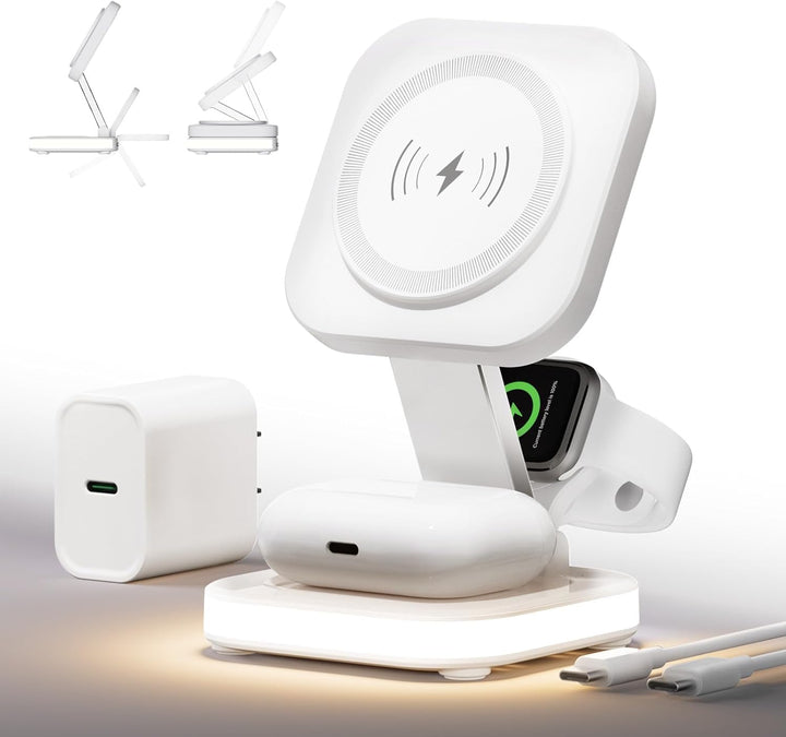 5 in 1 Mag-Safe Ladegerät mit 15W Wireless Charging Station für iPhone 17/16/15/14/13/12 Serie, AirP