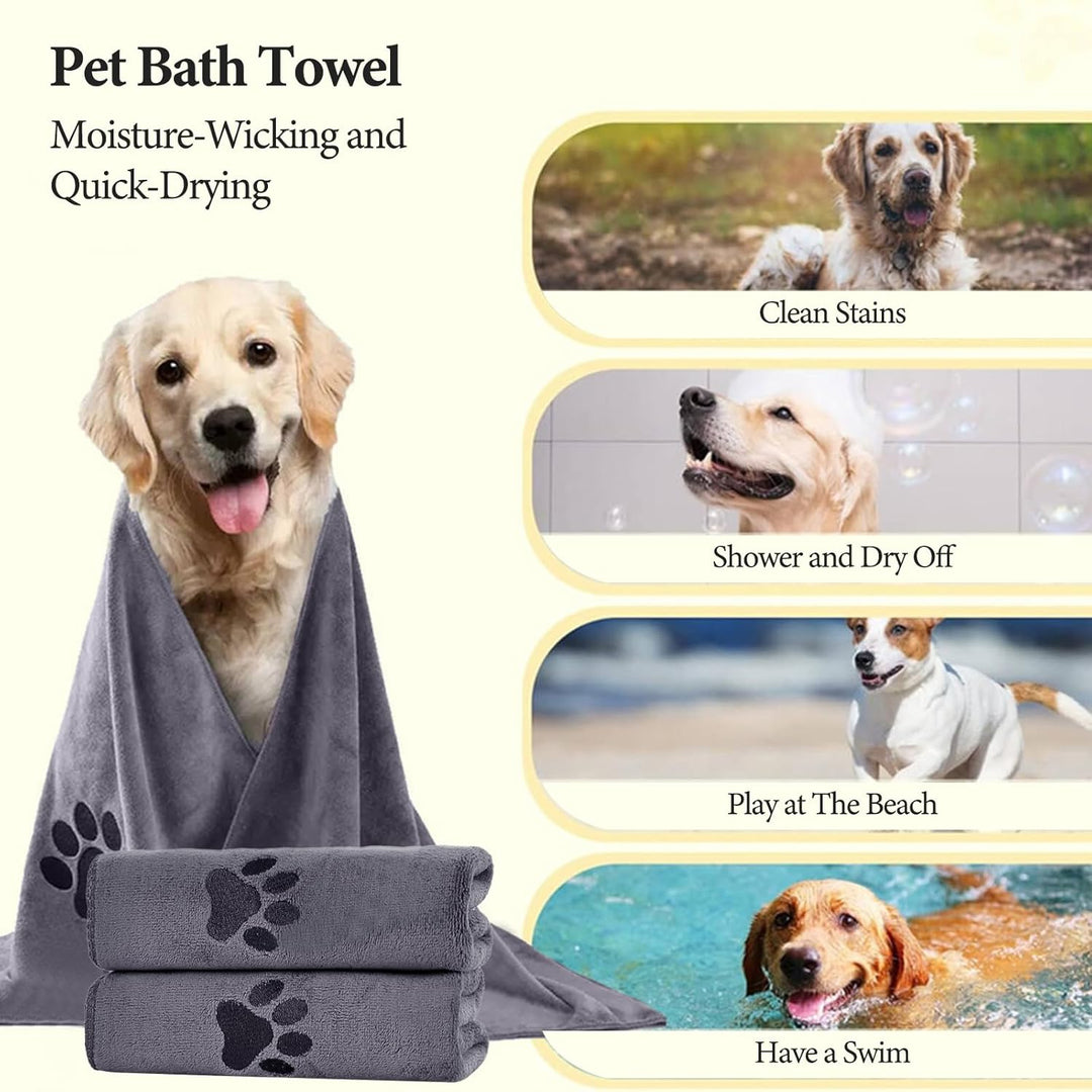 Hundehandtuch Set Extra Saugfähig, 2 Stück Mikrofaser Handtuch Hund Grosse Hunde und Katzen, 70x140c