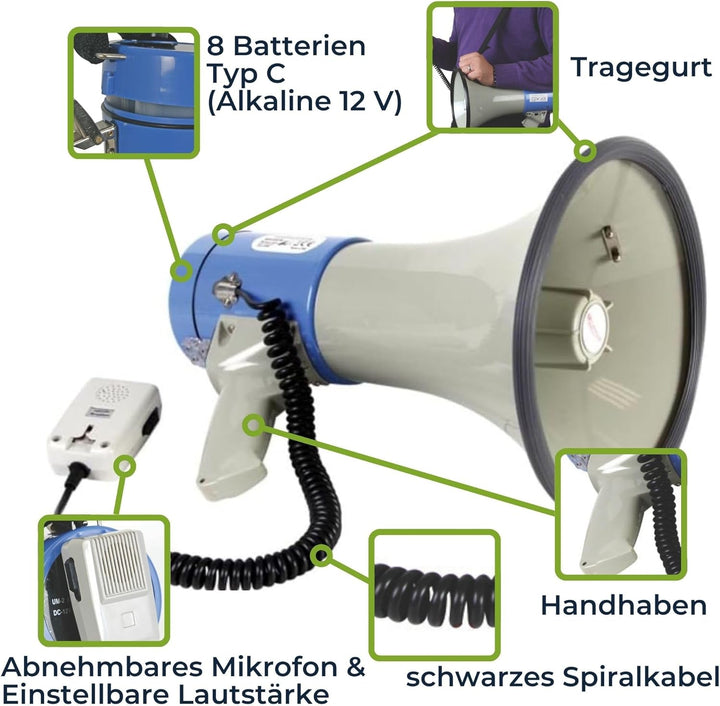 Megaphon 25W mit Handmikrofon & Sirene Velleman MP25SFM