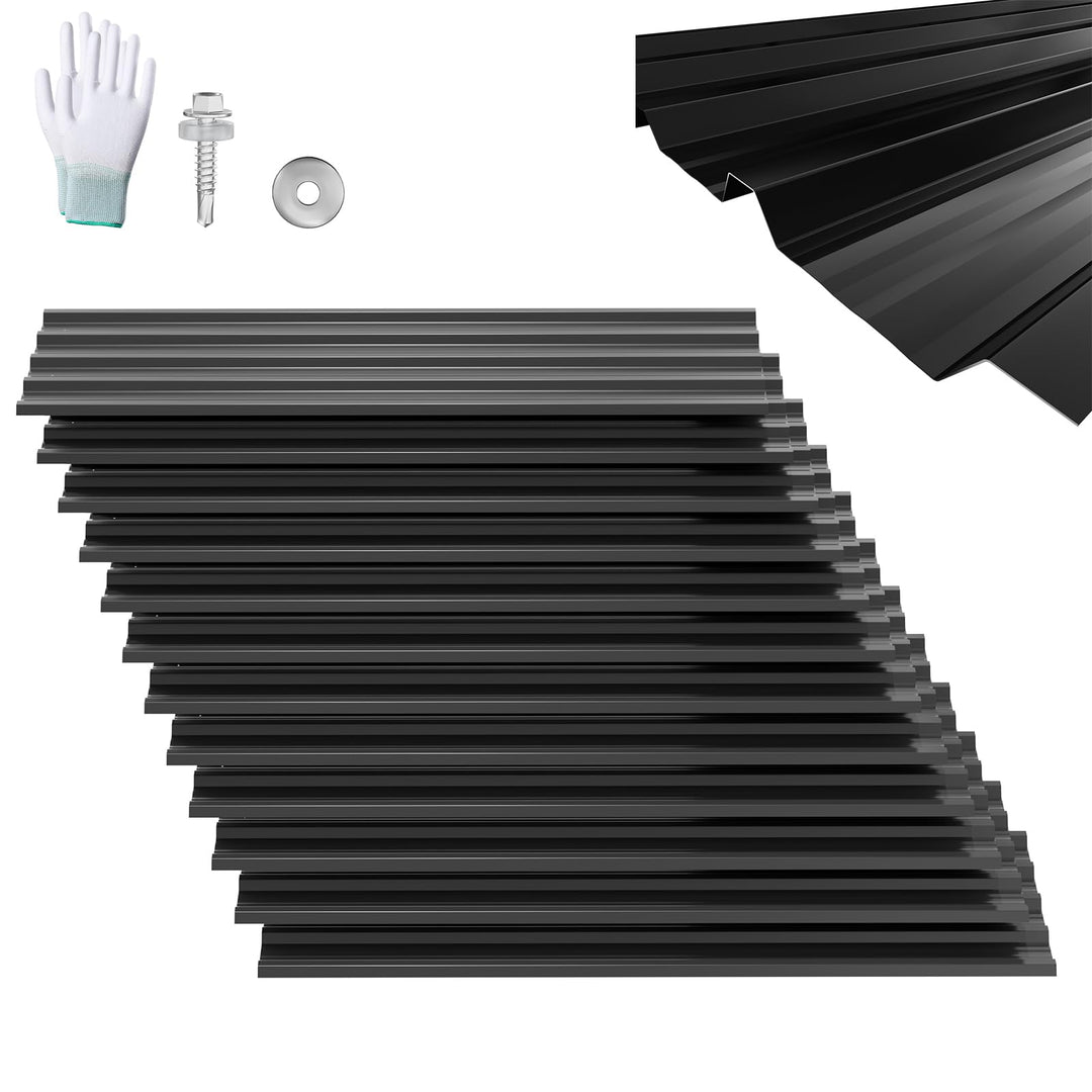 Froadp 12x Dachblech Trapezblech 129,5 x 45 cm, 7 m² Verzinkt Wellblechplatten, Stahl Profilblech fü