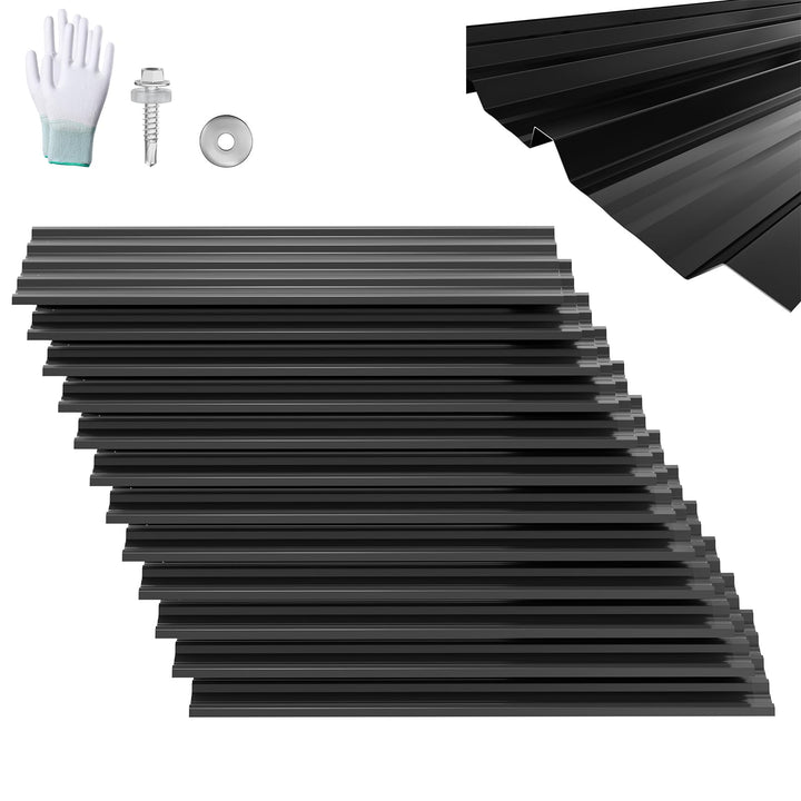 Froadp 12x Dachblech Trapezblech 129,5 x 45 cm, 7 m² Verzinkt Wellblechplatten, Stahl Profilblech fü