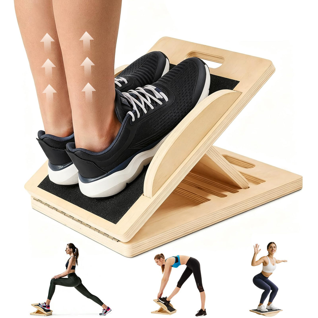 2-in-1 Wadendehner Schrägbrett aus Holz: Balance Board für Erwachsene, Massivholz-Klapp-Slant Board