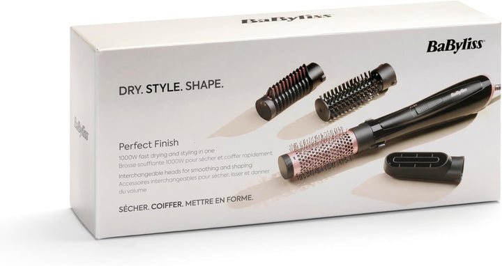 BaByliss Perfect Finish, Warmluftbürste, mit mehreren Aufsätzen, 2 Temperaturstufen und Kühlluftfunk