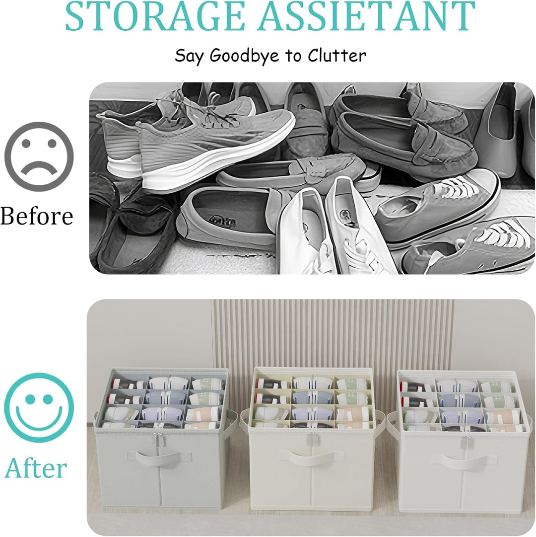 Schuhorganizer für Closet, Passt 16 Paare, Schuhe Organizer mit Durchsichtigem Deckel, Starke Aufbew