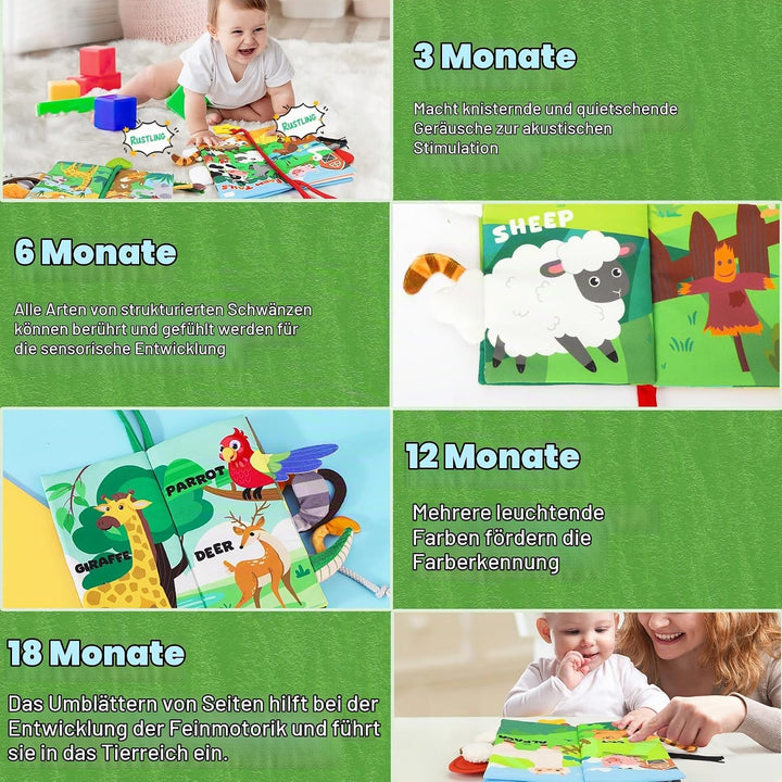 BBWOO Baby Spielzeug 0 3 6 Monate,Babybuch Quiet Book knisterbuch stoffbuch fühlbuch Baby Buch Kinde