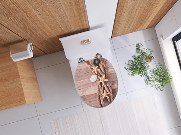 SAINOS MDF Toilettendeckel Mit Absenkautomatik O-förmiger Toilettensitz Mit Verstellbaren Scharniere