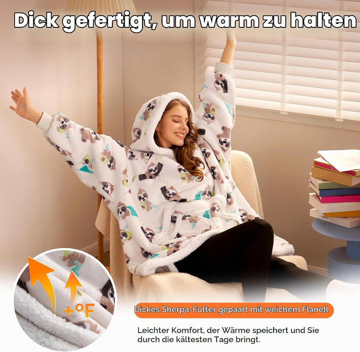Giggling Getup tragbare Decken Hoodie – Übergrosse Flanell Sherpa Fleece Sweatshirt Decke für Erwach