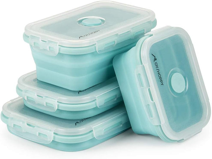 Faltbare Frischhalteboxen 4 PCS Faltbare Frischhaltedosen, Platzsparende Lunchbox für Camping Büro S