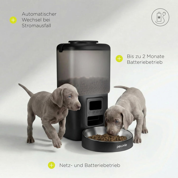 Crispy Futterautomat für Hunde, Automatischer Futterspender Hund mit Timer, bis zu 4 Mahlzeiten, Not