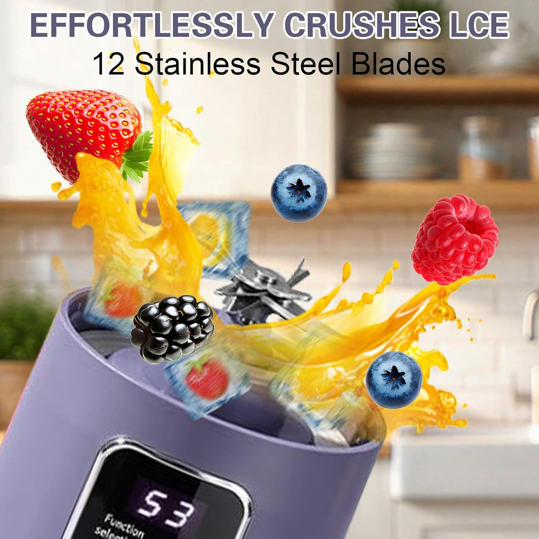 Tragbarer Mixer Smoothie Maker To Go, 450 ml Portable Blender, Mini-Standmixer mit 12 Klingen und LE