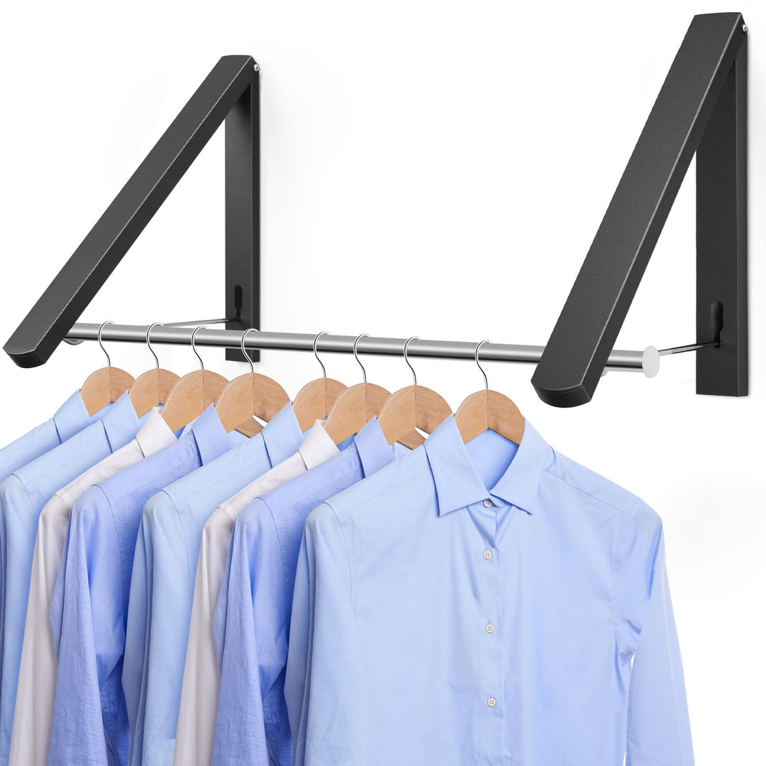 LIVEHITOP Kleiderhaken Wand, Kleiderstange Wandmontage Aluminum Stabilisieren Kleiderlüfter Klappbar
