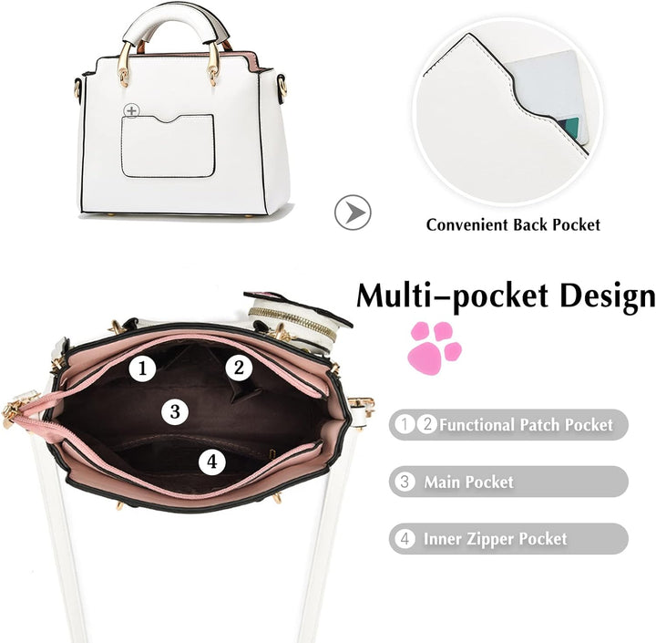 PORRASSO Damen Handtasche Süsse Umhängetasche Henkeltaschen Frauen Wasserdicht PU Leder Schultertasc