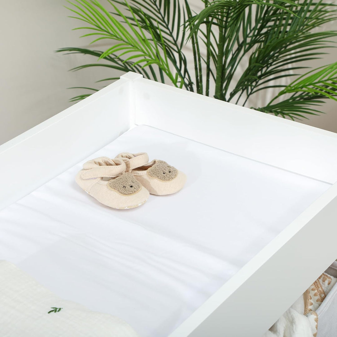 AIYAPLAY Wickeltisch mit 4 Schubladen, Wickelkommode für 0-12 Monate (max. 11kg), mit Matte, Säuglin