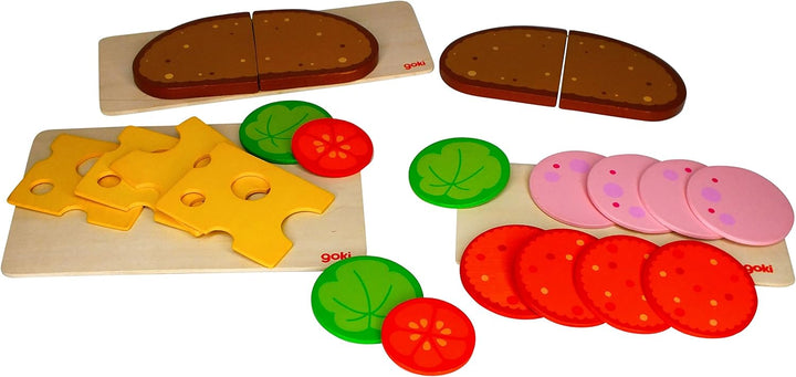 goki 2318 Brotscheiben, Wurstscheiben und Käseaufschnitt, mit Salat- und Gemüsebeilage - Set Brot, W