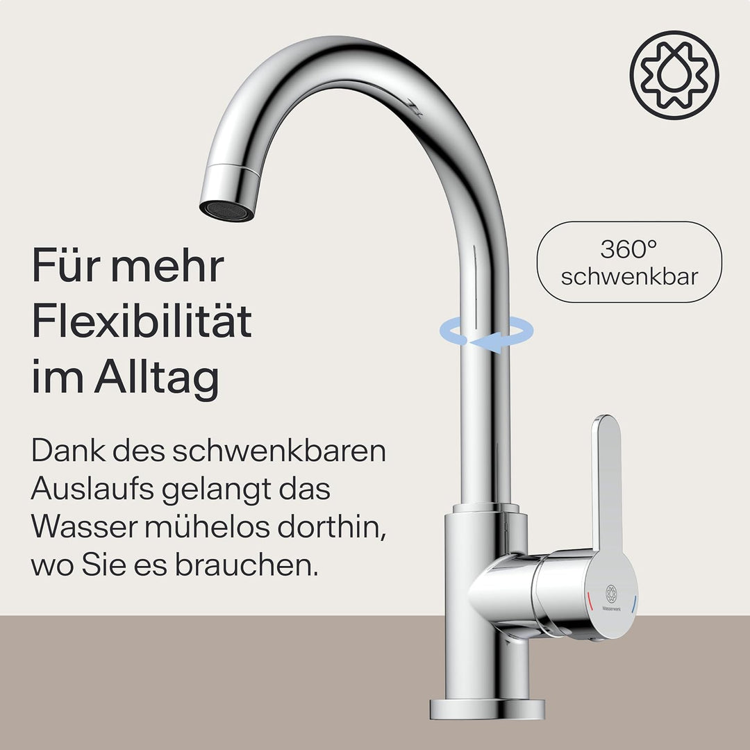 Wasserwerk Küchenarmatur WK5 | Wasserhahn Küche | Armatur Spültisch | Mischbatterie für die Küche |