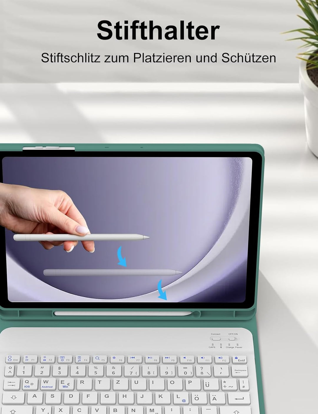 Hülle mit Tastatur für Samsung Galaxy Tab A9 Plus 11 Zoll 2023, QWERTZ Deutsche Magnetisch Abnehmbar