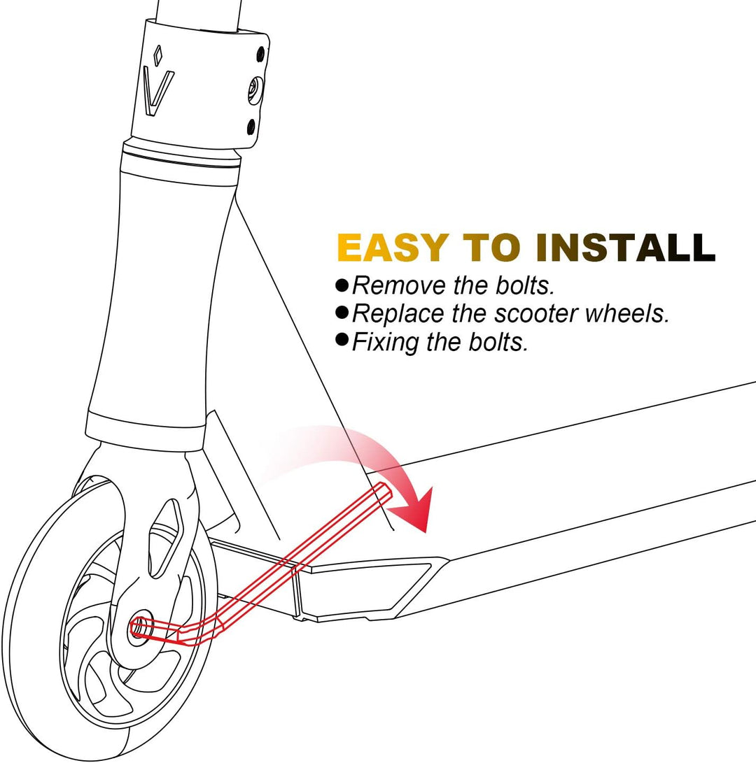 VOKUL 100mm Scooter Ersatzräder Pro Scooter Neo Rädern - mit ABEC-9 Lager, 100 x 24mm Reifen Kick Ro